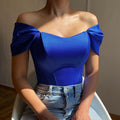 summer new arrival cross-border fishbone corset bandeau top women's satin off-the-shoulder blouse european and american style
