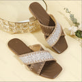 Summer ethnic style criss-cross strap open-toe flat sandals women's bohemian woven casual beach slippers