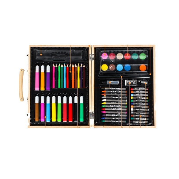 Customized 68-piece children's painting set, printable logo pattern, watercolor pen, crayon, drawing pen, art supplies gift box
