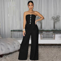 C7628 cross-border   fashion women's sexy bandeau backless casual wide-leg jumpsuit