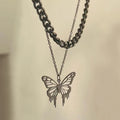 European and american cross-border fashion 18k gold hollow butterfly pendant necklace for women, alloy chunky chain, high-end jewelry