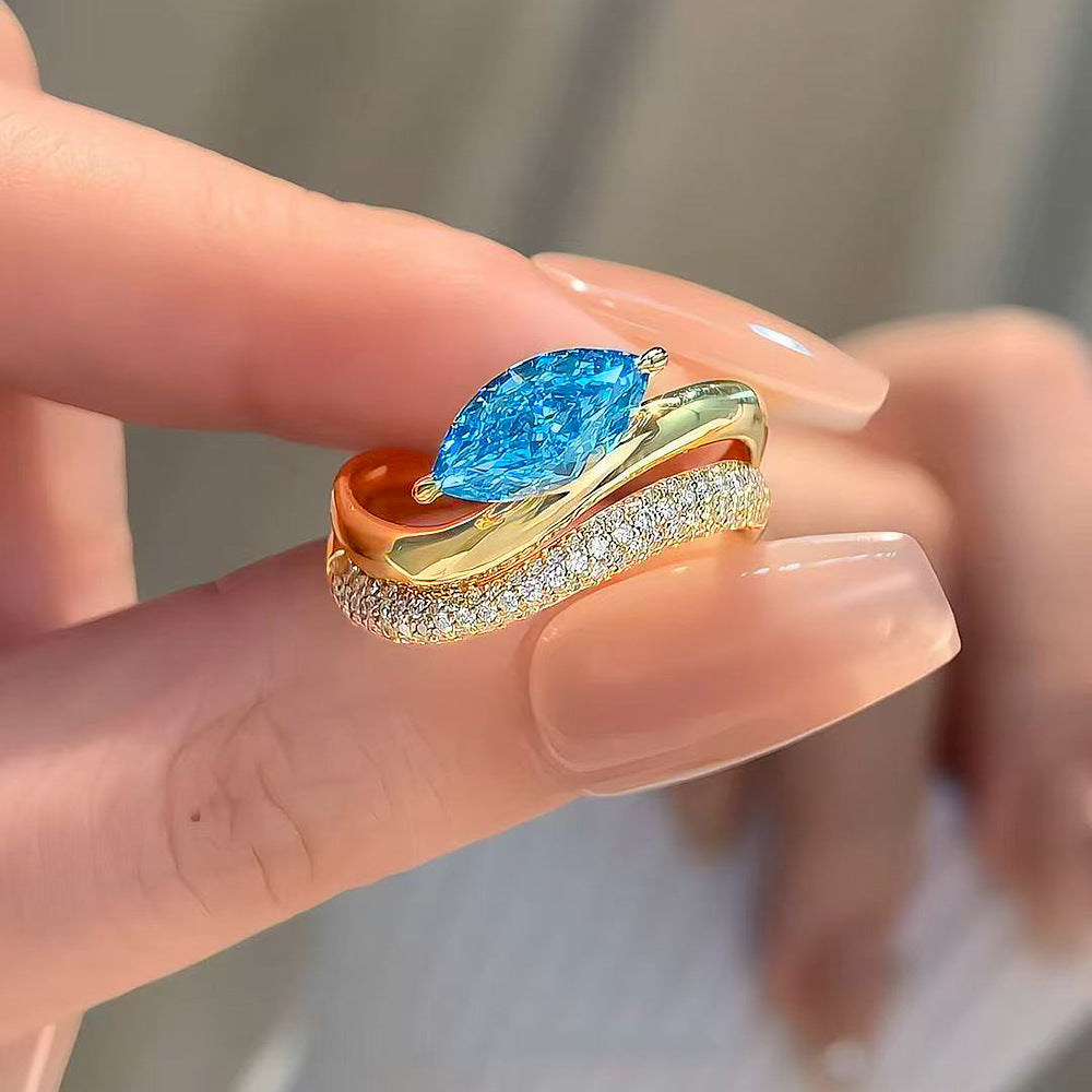 Stylishfashion full diamond copper inlaid zirconium exquisite ring for women summerbest sellingaccessible luxury non-fading easiest for match ring jewelry