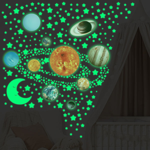 YG-030A Cross-border luminous universe planet starry sky layout room bedroom fluorescent self-adhesive DIY ceiling wall sticker