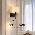 Luxury brass double-layer fabric wall sconce reading spotlight - modern minimalist style for hotel rooms, bedrooms, bedside, and hallways