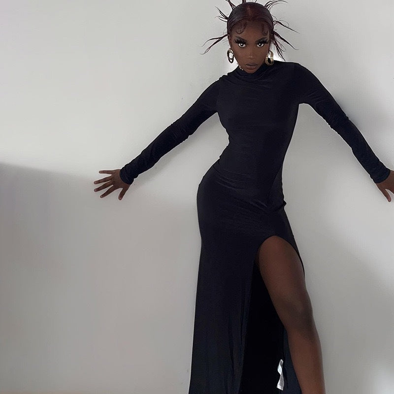 foreign trade new women's clothing european and american hot girl evening dress  independent station sexy backless slit dress
