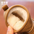 Kids large cotton snow boots autumn winter boys fleece-linedheattech cotton shoes girlsthickenedchildren's pure color short boots