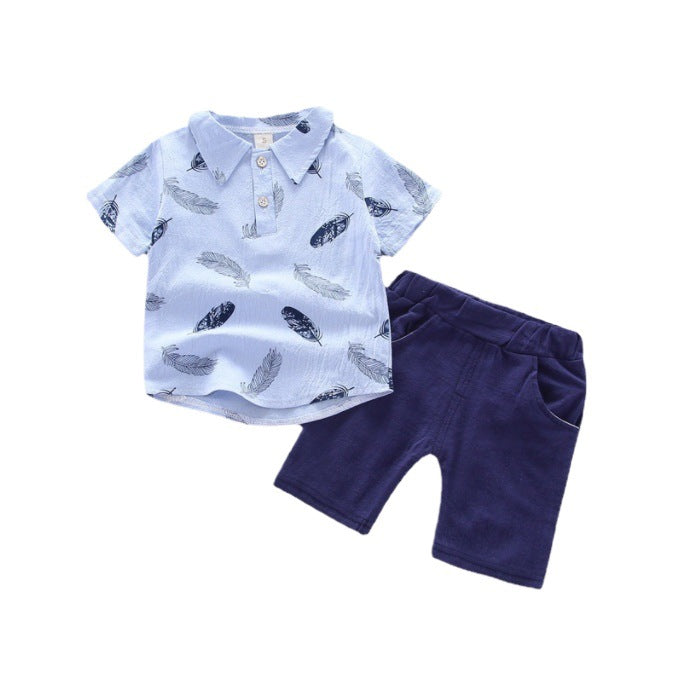 newborn & infant set: feather-weight kids' shirt & single-breasted shorts - hot-selling two-piece outfit for export