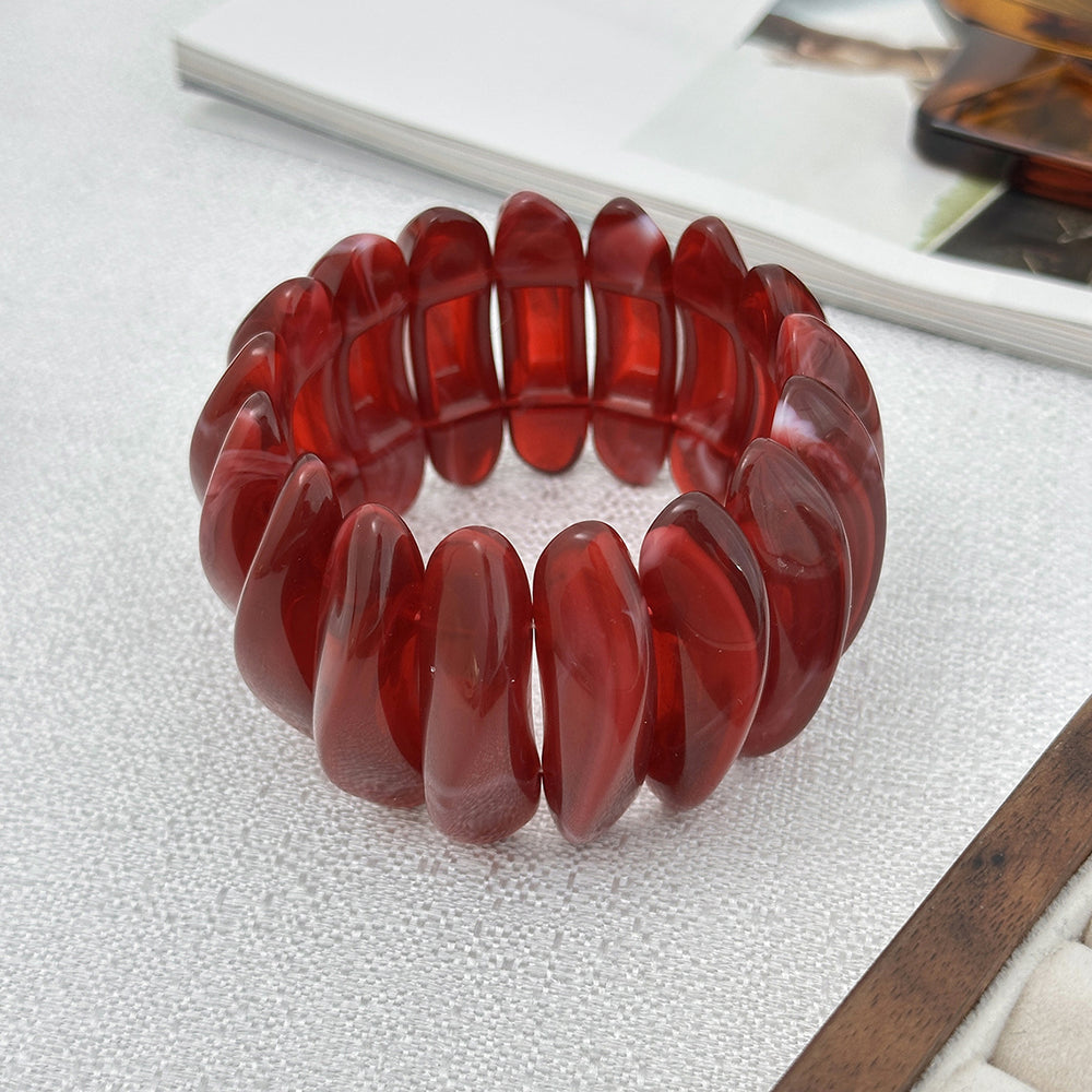 Bracelet women's wholesale european and american cross-border special-shaped splicing elastic resin bracelet niche high-end sense of smudged exaggerated hand jewelry