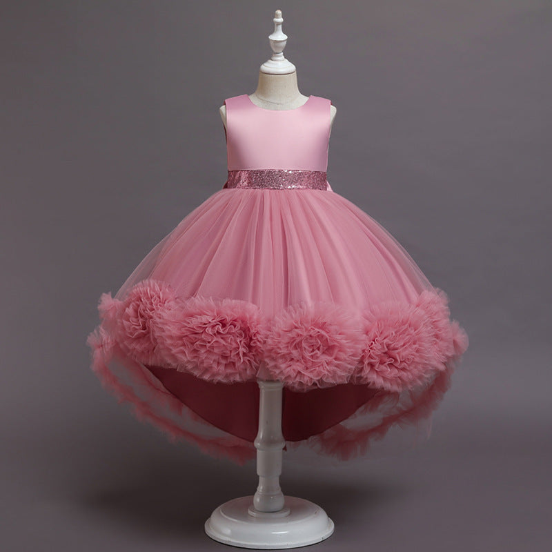 in stockkids dress ball flower tail wedding dress princess dress piano performance dress female baby dress