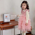 Girls' dress  autumn new arrival: ultra-fairy sequin embroidered children's tulle skirt two-piece princess dress - trendy style