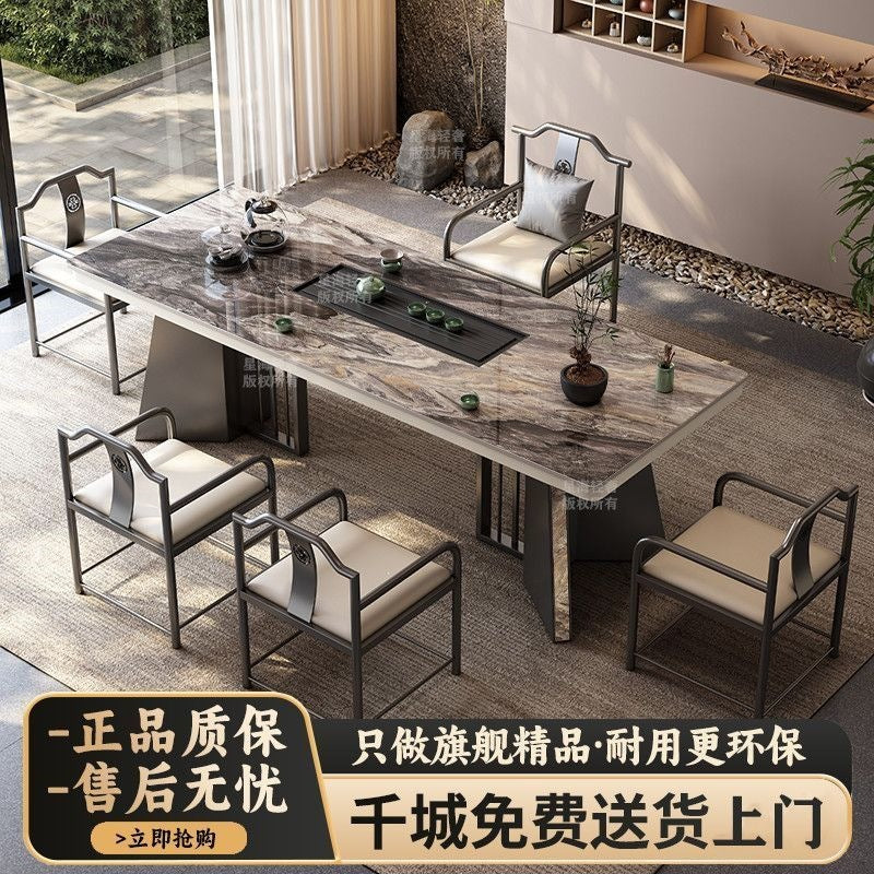 New chinoiserie luxury stone slate tea table table modern tea table and chair combination casualaccessible luxury office large board table tea making table
