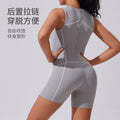 European and american summer color block zipper yoga jumpsuit women's dance bodysuit aerial silk workout bodysuit breathable fitness apparel