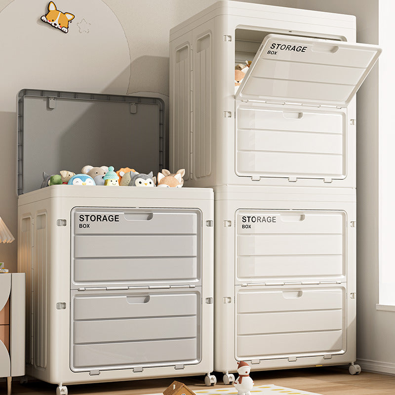 Wheeled storage box Organizing box Large capacity clothing storage Large household flip folding seasonal clothes storage box