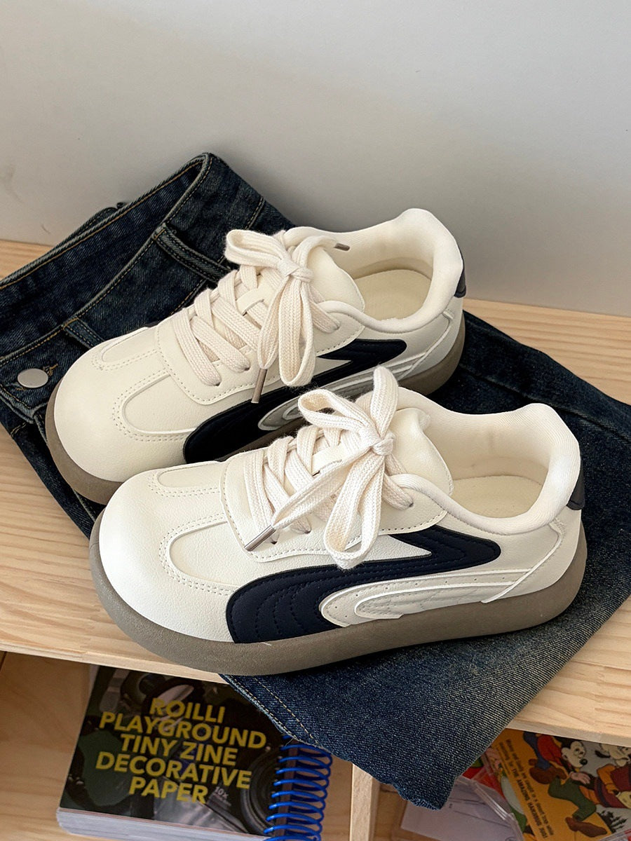 White shoes women's easiest for matchthick sole german training shoes 2026new arrivalspringniche style with color matching pants student sports casual shoes