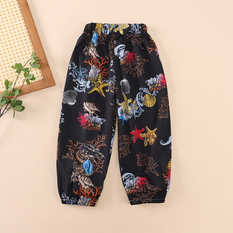 Kids ice silk anti-mosquito boys' leggings bloomers summer thin medium large children's trendy  new bloomers