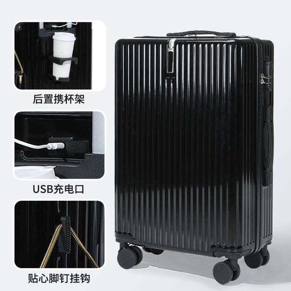 Candy color charging cup holder case universal wheel lightweight pink boarding case trolley password suitcase Internet celebrity suitcase