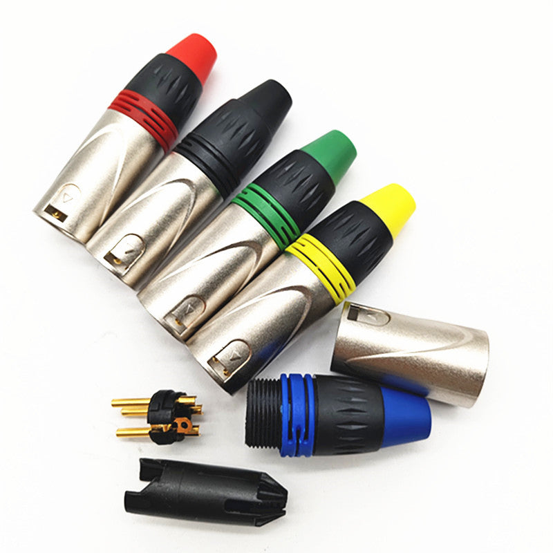 3-Core Kanon head Copper core gold-plated microphone plug Mixer plug Canon Caron male and female head Color internal thread