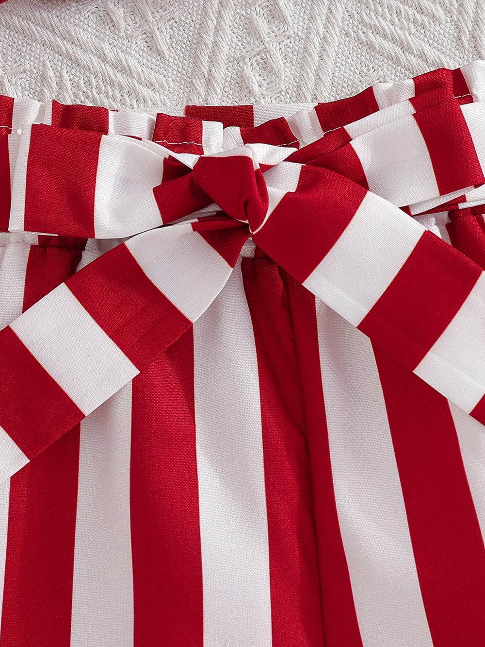 girls' round neck red tank top set - sleeveless top with striped shorts and belt - summer kids' two-piece outfit