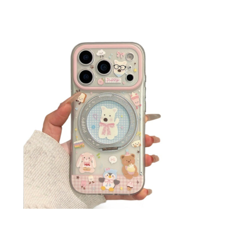 West highland puppy, rabbit, penguin cake sticker collage - fresh cartoon design for iphone 18 phone case