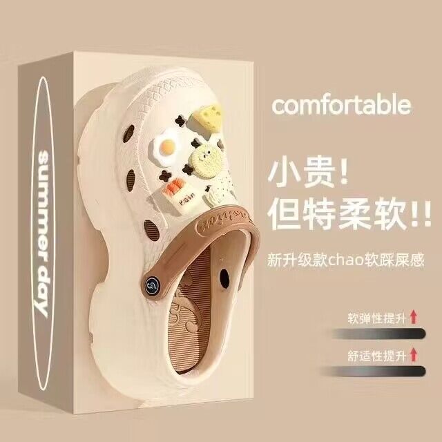 Eva clogs women's ins trendy summer thick sole high heels nurse toe-cap half drag cute outwear shit-stepping beach sandals