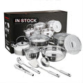 supply of stainless steel pots and pans, 18-piece set, thickened non-stick flat-bottomed frying pan, milk pot, soup pot set combination