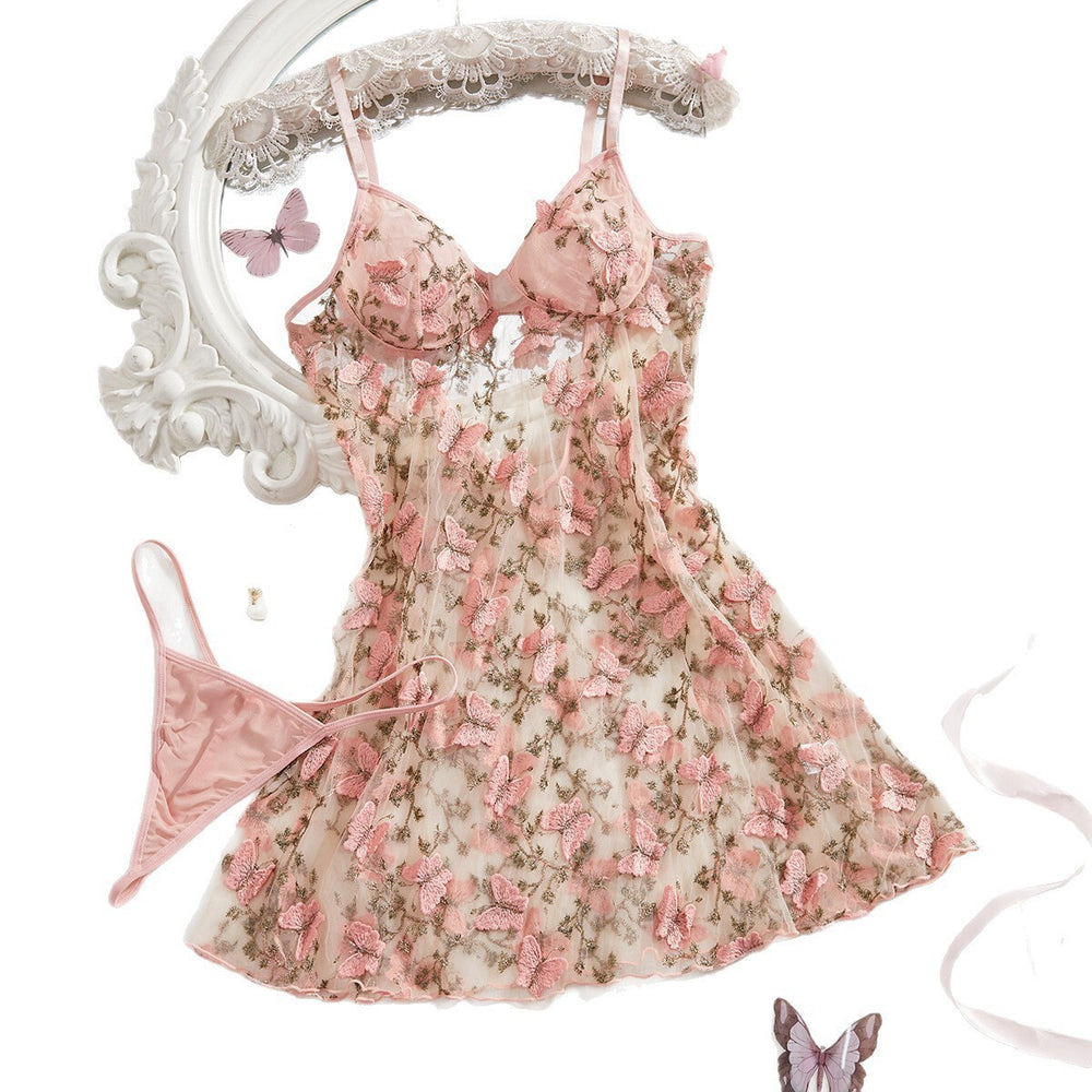 Sexylingeriefashiontie backsexypure desire floral sweet girl sweet see-through mesh embroider suspender jumpsuit