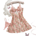 Sexylingeriefashiontie backsexypure desire floral sweet girl sweet see-through mesh embroider suspender jumpsuit