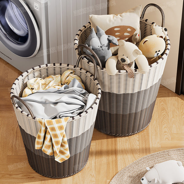 Blue rattan laundry basket large capacity extra large dirty clothes storage basket toy bucket household toilet bathroom laundry basket