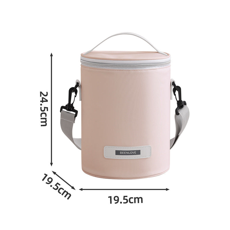 Beilian's new cylindrical bento bag, large-capacity office worker thermal insulation bag, student travel lunch bag, portable lunch box bag