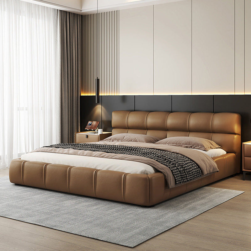 Foshan genuine leather bed classy leather art small apartment bedroom furniture small apartment modern casual soft bag classy bed master bedroom