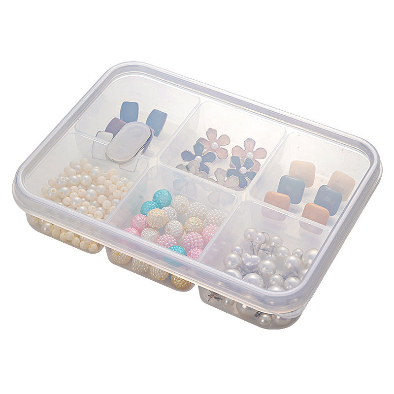 Desktop grid transparent jewelry storage box plastic with lid multi-grid classification Wenwan bracelet beaded storage box