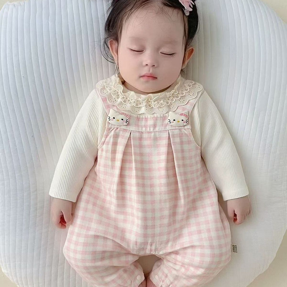 Spring & fall bottom shirt one-year-old baby girl cartoon overalls suit baby spring & fall style long sleeves cute outing clothes