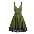 new halter neck princess dress with bow, lace, and ruffle trim