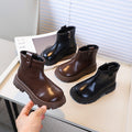 Girls' fashion boots: new autumn/winter  korean style children's british-inspired martin boots, double-layer cotton brown slim-fit leather boots