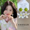 White summer green flower earrings for women niche stylesense of design forest styleeasiest for match earrings show face small holiday style earrings