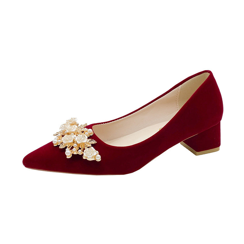 Toasting shoes red wedding shoes for women 2024 new arrival chinoiserie xiuhe suit bridal shoes can be worn by pregnant women with low heels and not tiring feet