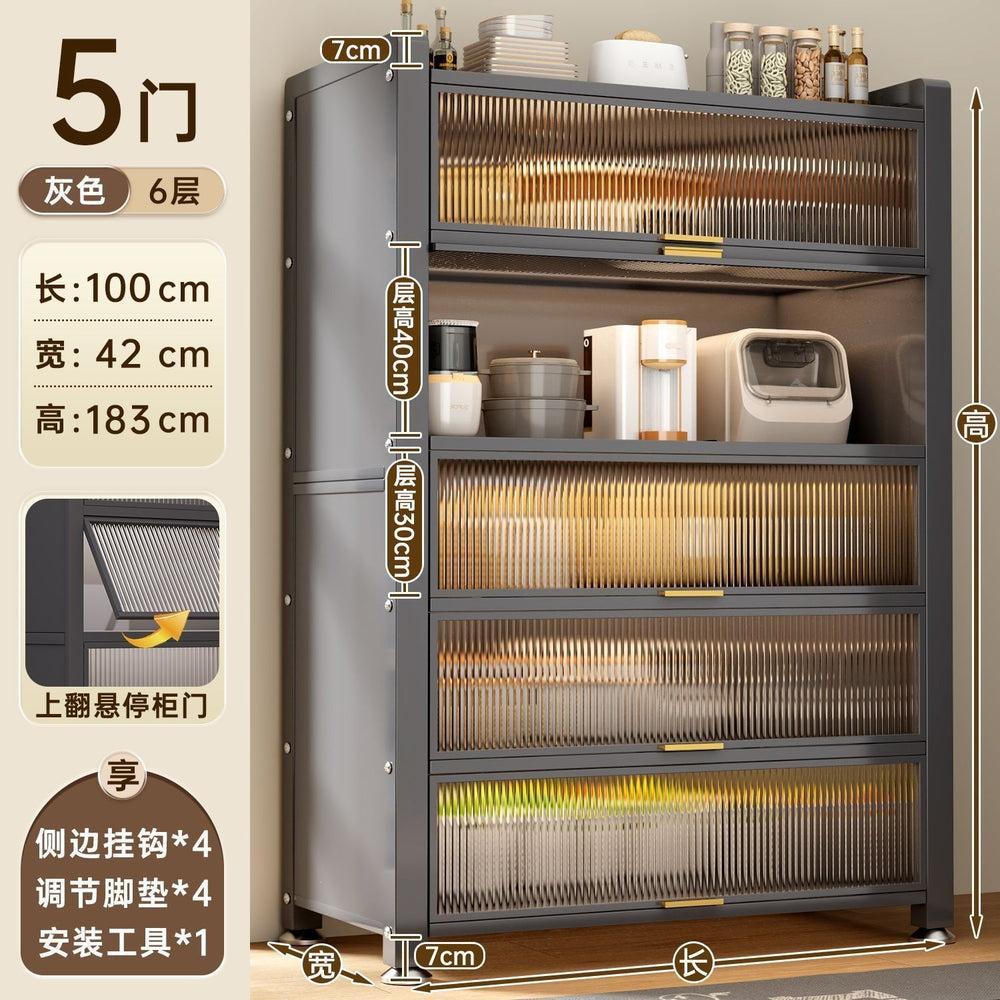 Best sellingfor homekitchen rack cabinet steel multi-layer thickened cupboard pulley storage cabinet microwave oven storage cabinet