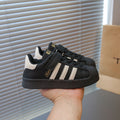 Sneakers with shell toe  spring and summer boys and girls leather patch bottom velcro small and medium-sized children's campus shoes patchwork style