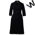 D592  independent station fashion cross-border women's clothing autumn and winter women's suit collar elegant pleated skirt african dress