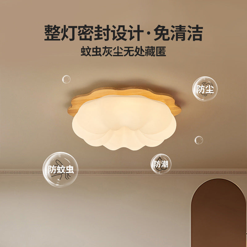 [Strict Selection] Bedroom Ceiling Light Living Room Light Pumpkin Cloud Light Walnut Medium Antique Room Light Eye Protection Light