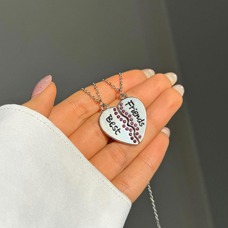 Wholesale heart pendants: european & american cross-border personalized jewelry for women - creative best friend & good friend heart-shaped letter necklace