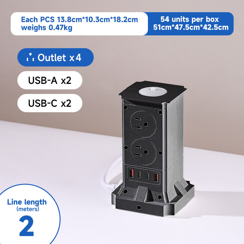 Us 110v usb multi-port pd fast charging power strip with dual-sided outlets and extension cord