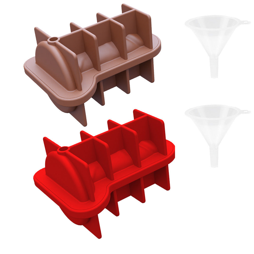 Cross-border explosion spoof creative silicone ice grid with funnel with cover easy demoulding KTV party, ice mold wholesale