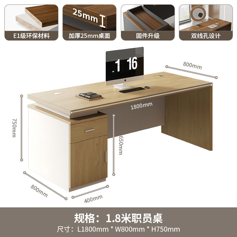 Executive office desk, modern minimalist manager's desk with computer drawer, office desk and chair set for employees