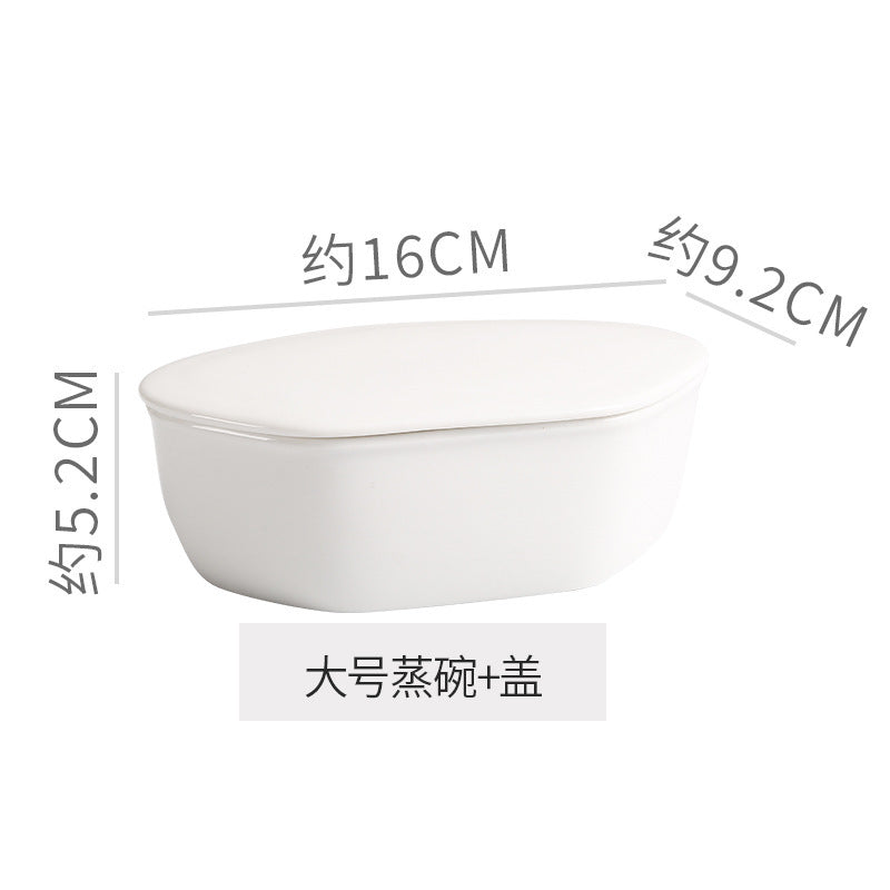 Ceramic household stew pot steamed egg with lid restaurant tea snack steamer special creative water drop steaming bowl egg custard dessert bowl
