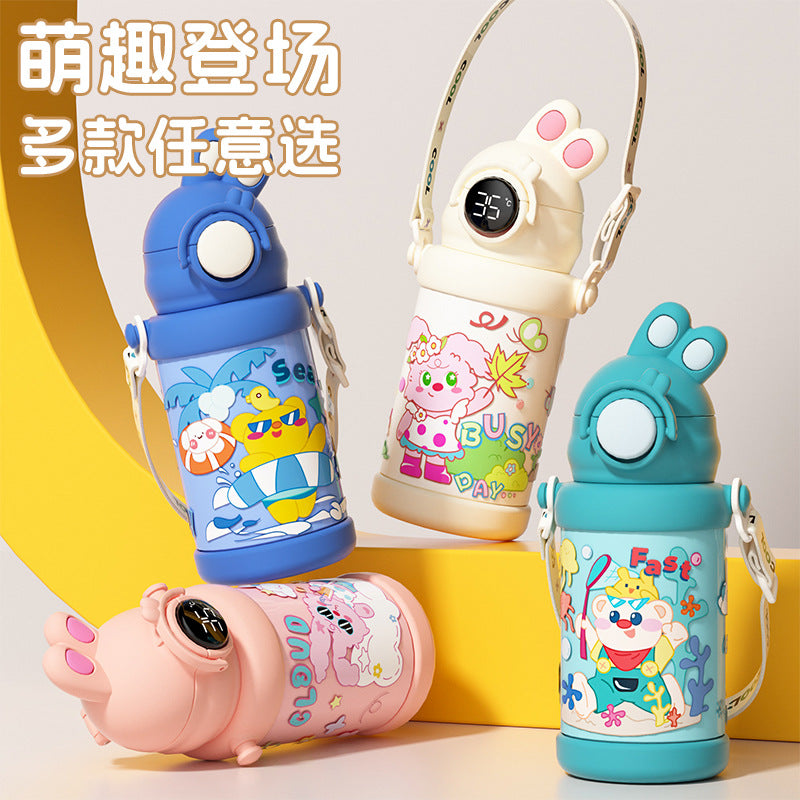 Kids' 316 stainless steel insulated tumbler - stylish straw cup, keeps drinks cold, portable & drop-proof, cartoon design for students