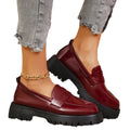 spring/autumn new collection: women's mid-heel square heel flats - export quality, british style chunky sole, round toe, preppy slip-on leather shoes