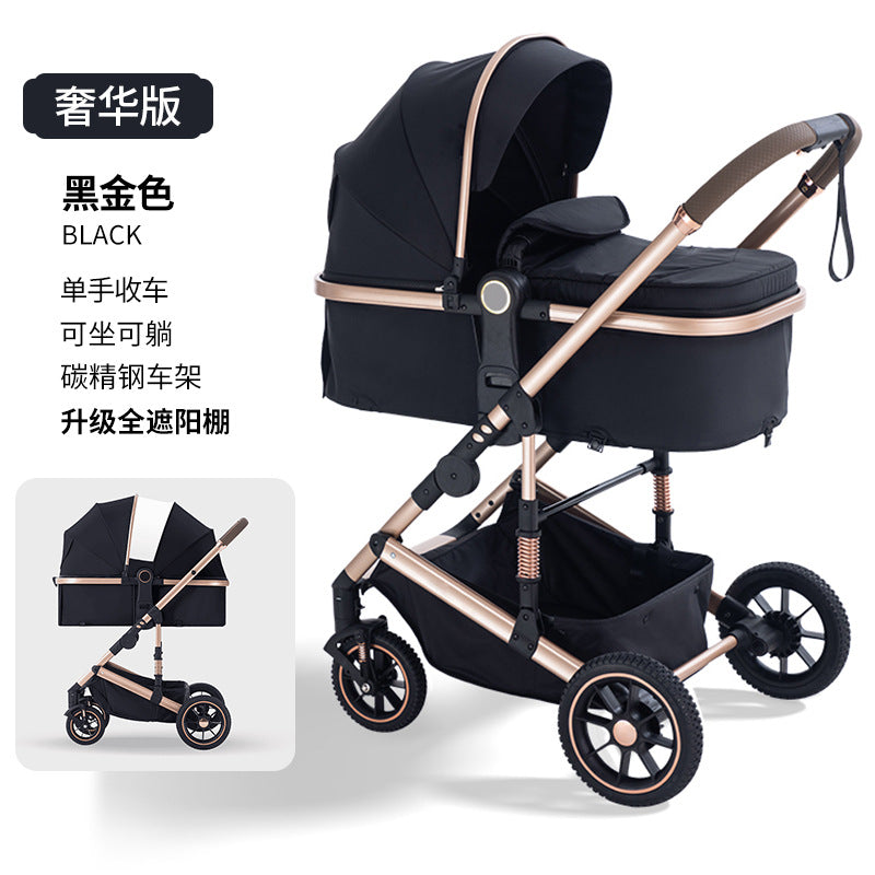 High-view, two-way stroller - convertible pushchair, lightweight & foldable, four-wheel, all-season use