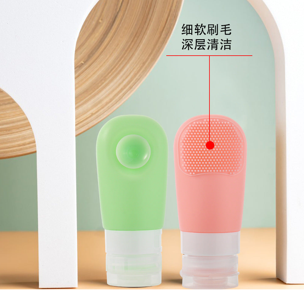 Cross-border popular daily travel silicone sub-bottle with suction cup brush 60ML cosmetic empty bottle silicone storage bottle