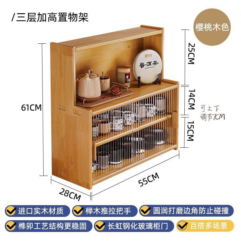 Solid wood bay window cabinet storage locker household balcony renovation window sill antique bookshelf Japanese dust-proof bookcase